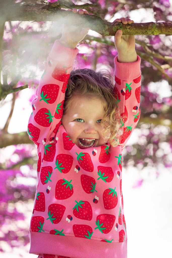 Frugi- Easy On Printed Jumper Strawberry Pals-Baby at the bank