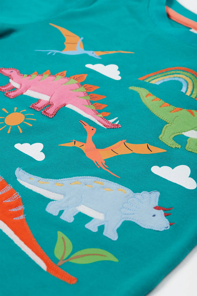 Frugi- Adventure Applique Top Iguana/Dinosaur- baby at the bank