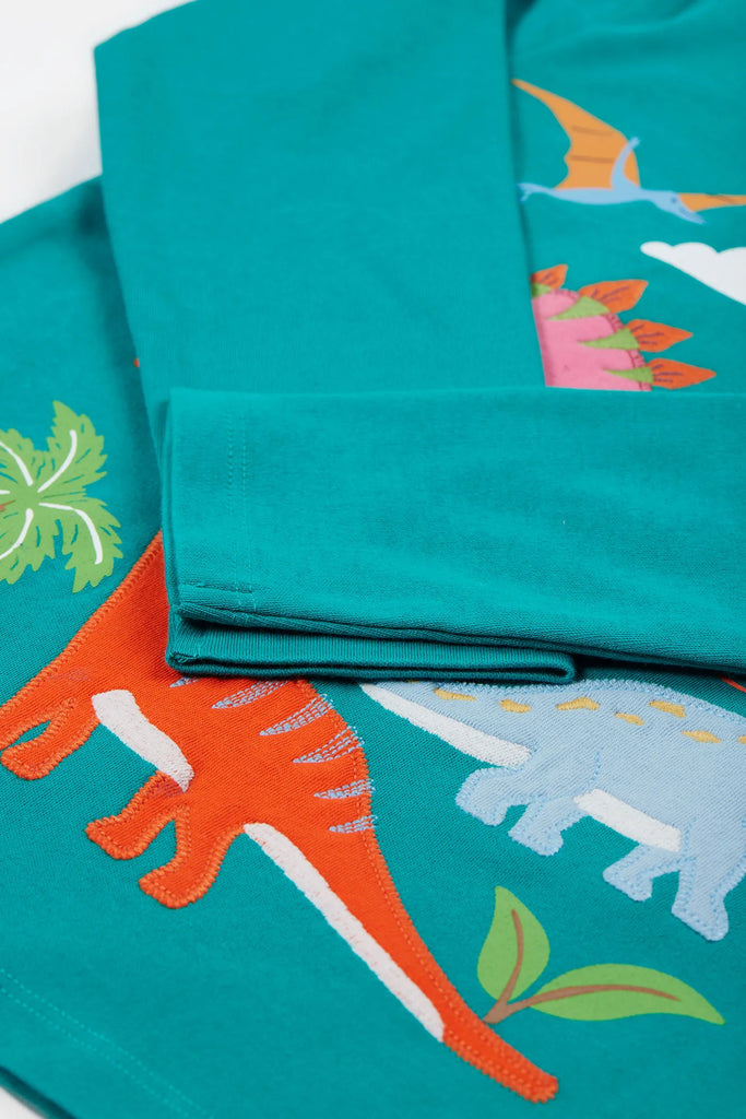 Frugi- Adventure Applique Top Iguana/Dinosaur- baby at the bank