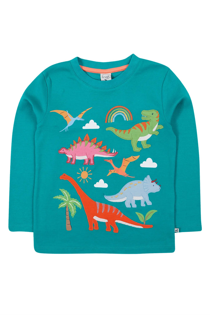 Frugi- Adventure Applique Top Iguana/Dinosaur- baby at the bank