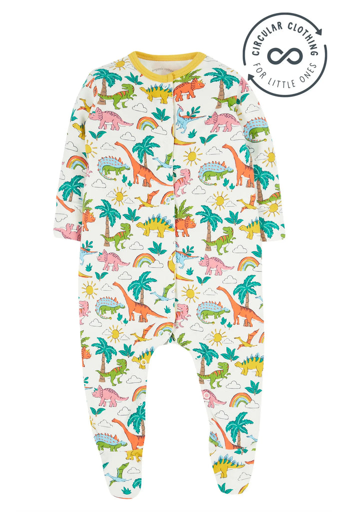 Frugi- Lovely babygrow Dinoland- Baby at the bank