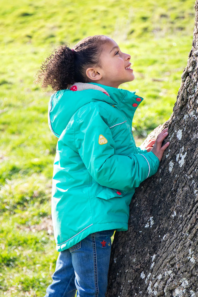 Frugi- Rambler 3 in 1 Coat Dragon/Mushroom Field- Baby at the bank