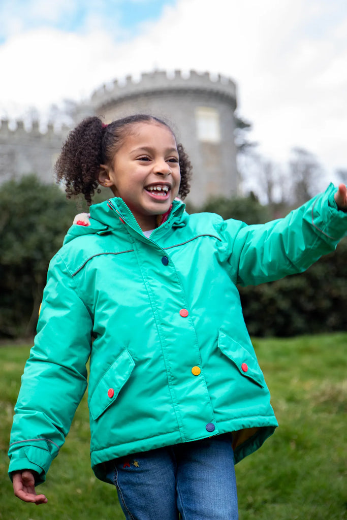 Frugi- Rambler 3 in 1 Coat Dragon/Mushroom Field- Baby at the bank