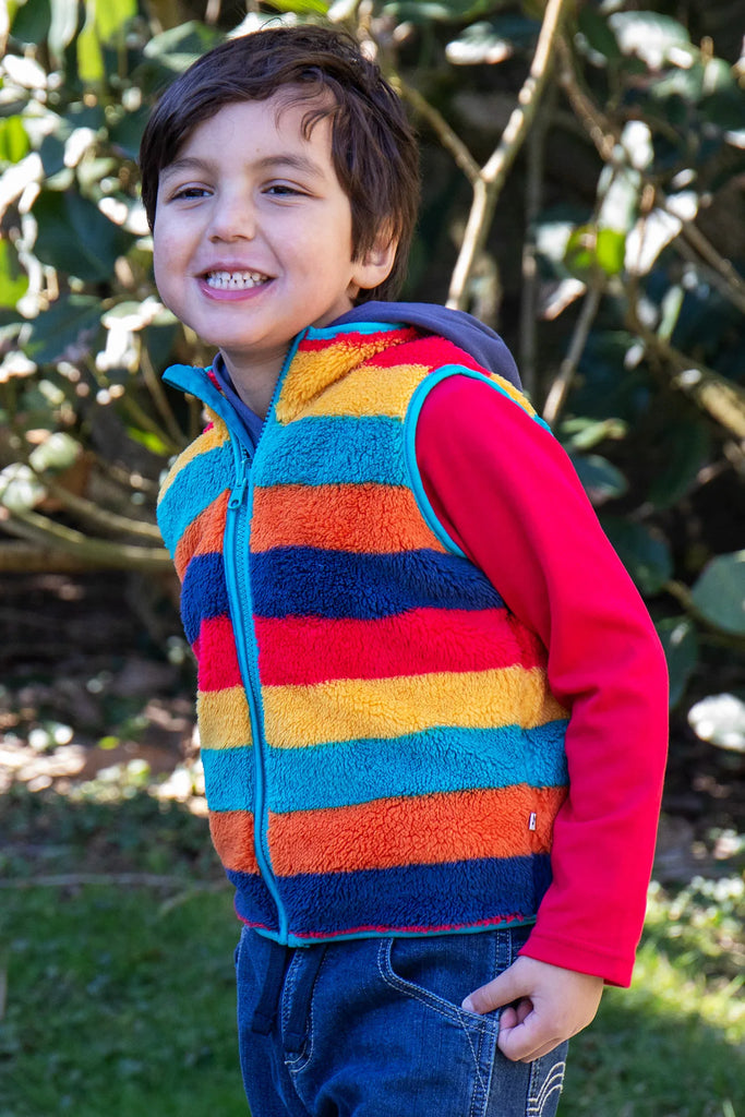 Frugi- Rambler 3 in 1 Coat Navy Blue/Autumn Stripe- Baby at the bank