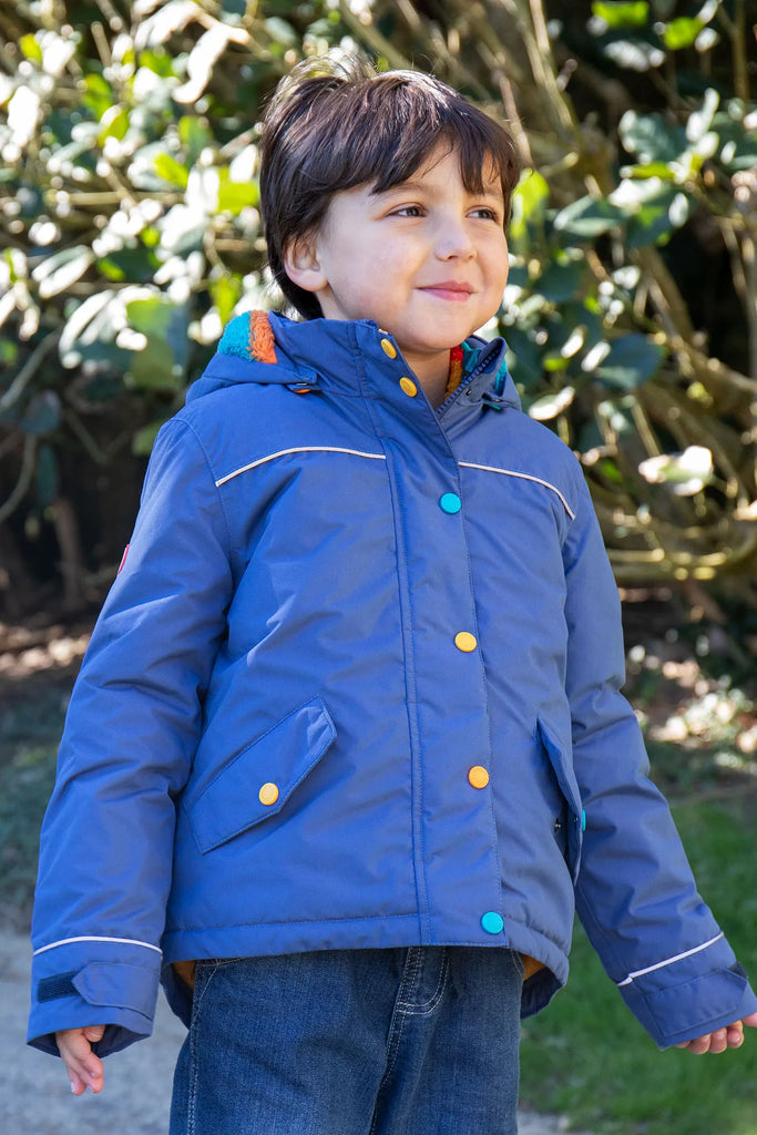 Frugi- Rambler 3 in 1 Coat Navy Blue/Autumn Stripe- Baby at the bank
