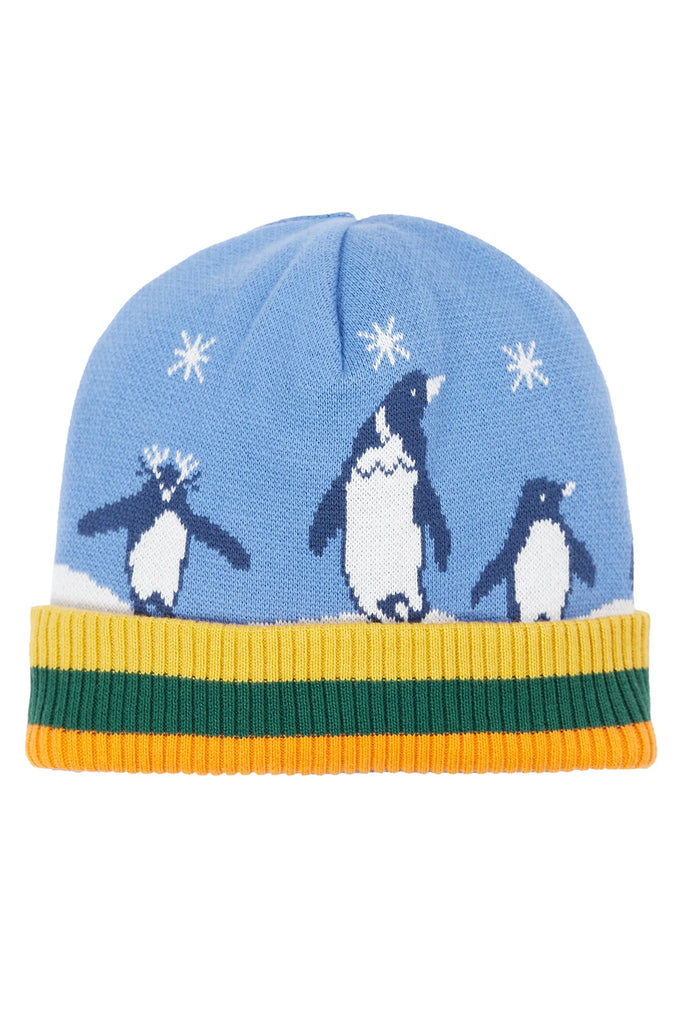 Frugi- Voyager Reversible Hat Penguin/Stripe- Baby at the bank