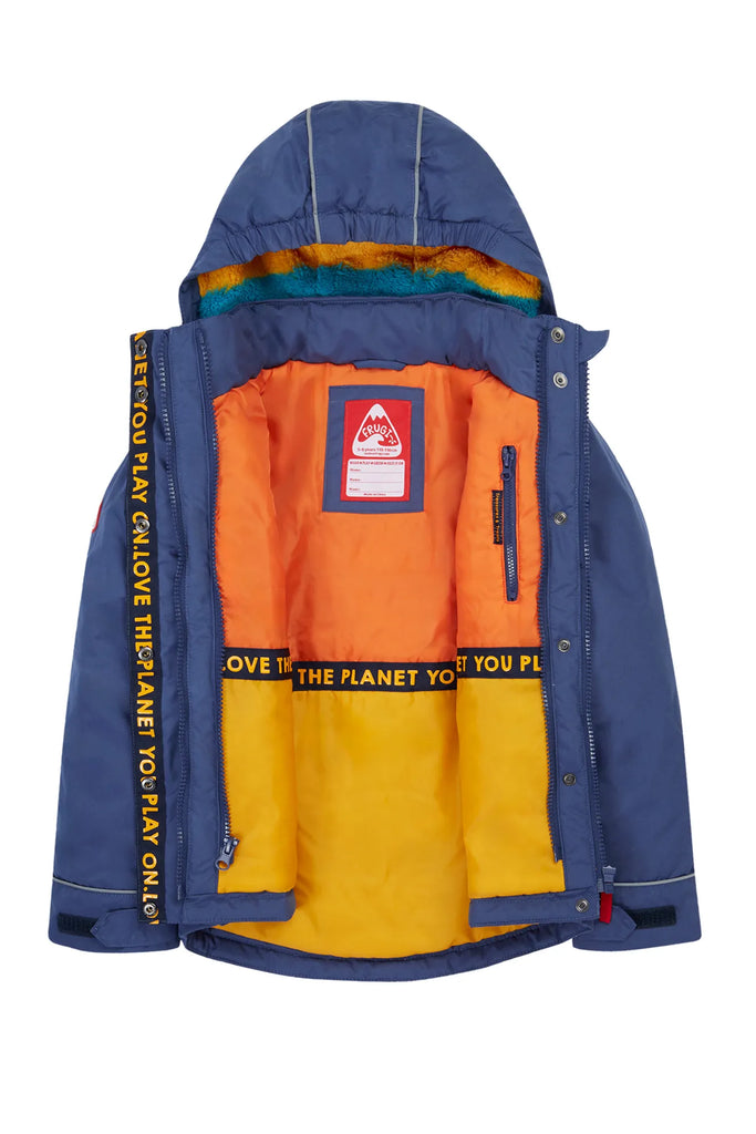 Frugi- Rambler 3 in 1 Coat Navy Blue/Autumn Stripe- Baby at the bank