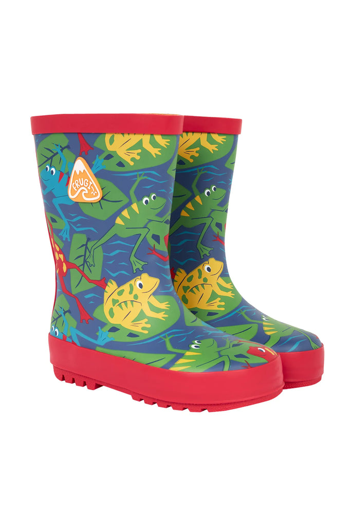 Frugi- Puddle Buster Wellies Be Hoppy!- Baby at the bank