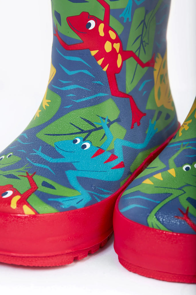 Frugi- Puddle Buster Wellies Be Hoppy!- Baby at the bank