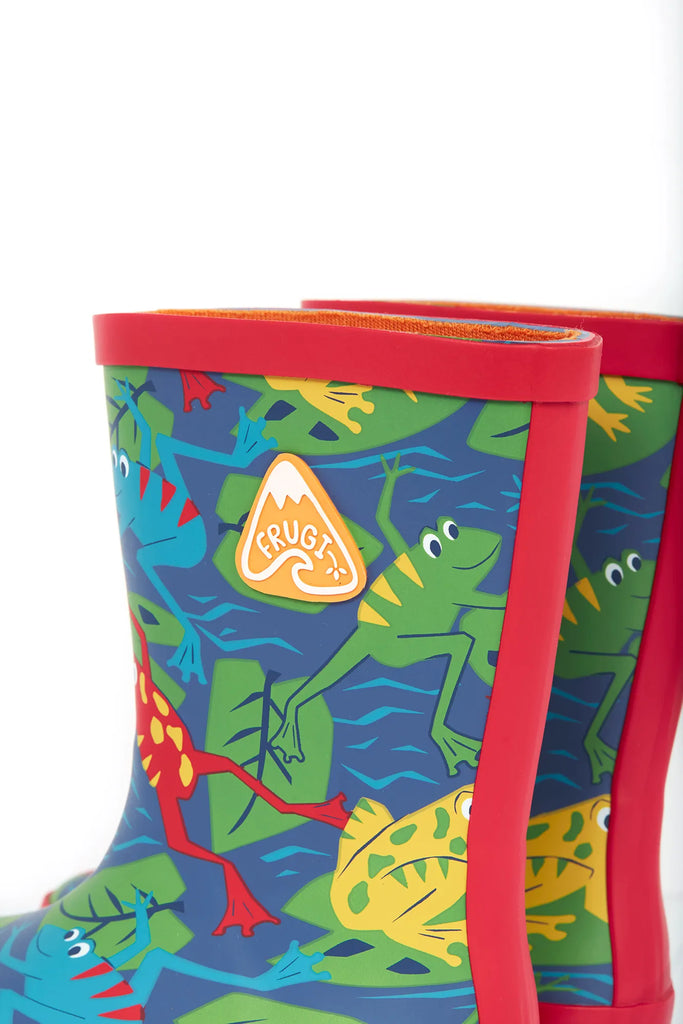 Frugi- Puddle Buster Wellies Be Hoppy!- Baby at the bank