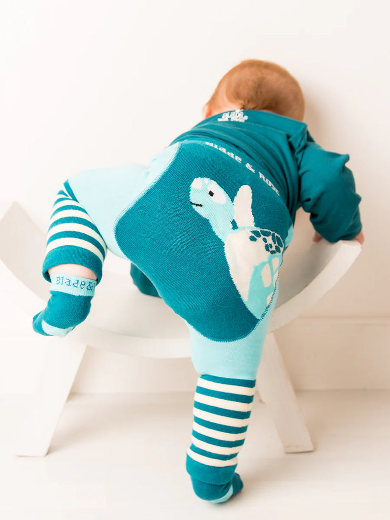 Blade and Rose- WWF Organics Sea Turtle Leggings- Baby at the bank