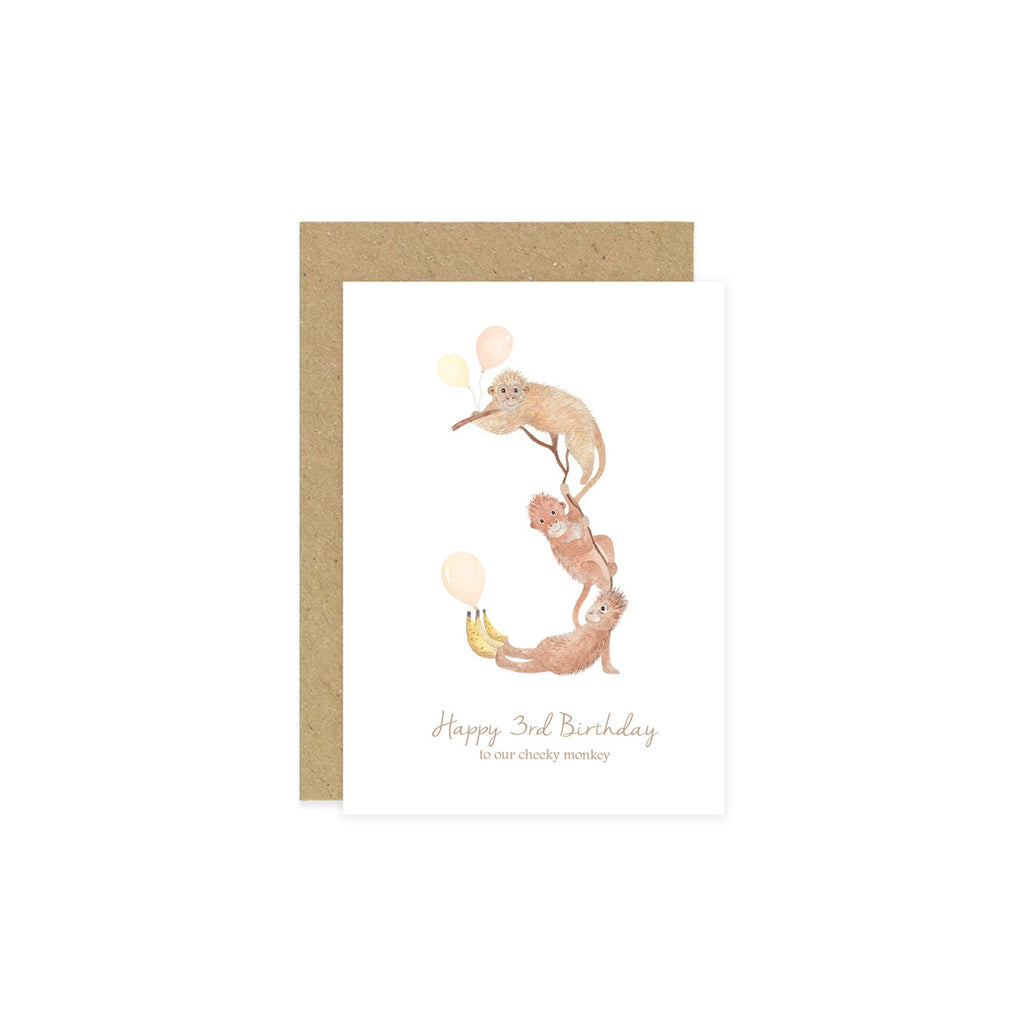 Little Roglets- 3rd Birthday Card Cheeky Monkeys- Baby at the bank