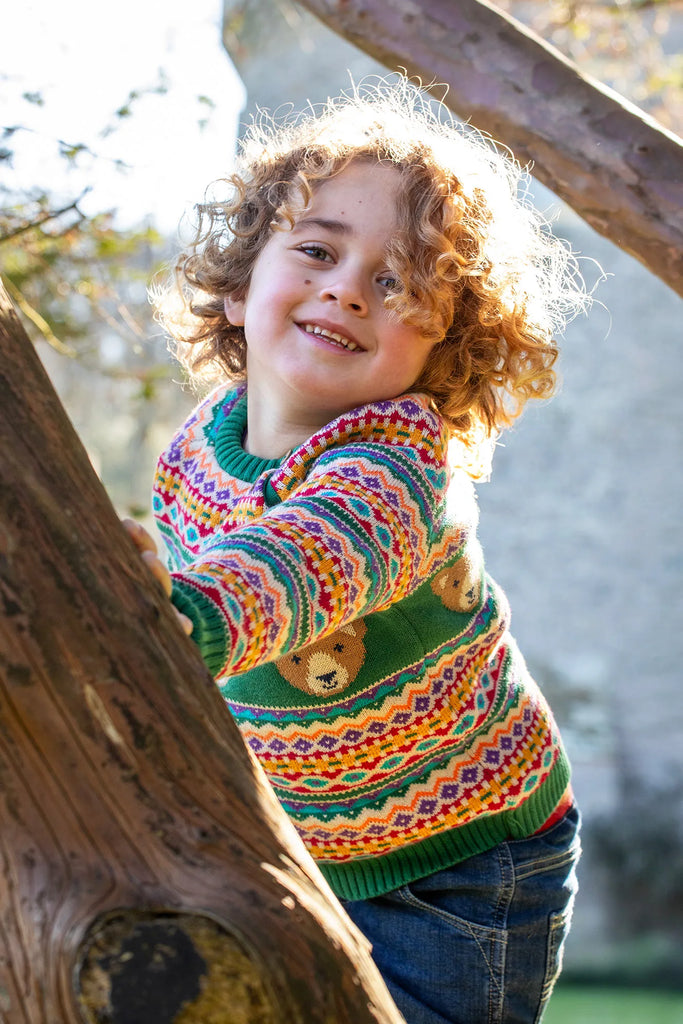 Frugi- Fowey Fairisle Knitted Jumper Beary- Baby at the bank