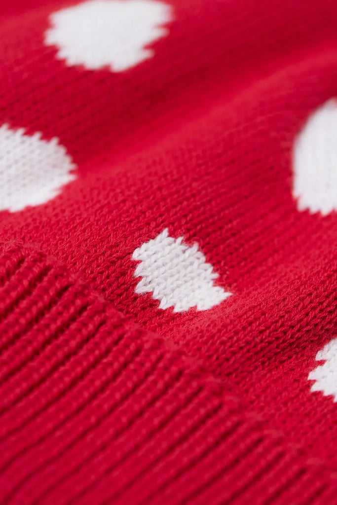 Frugi- Noa Knitted Hat Red/Mushroom One Size- baby at the bank