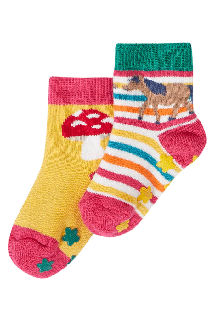 Frugi- Grippy Socks 2 Pack Wild Woods Multipack- Baby at the bank