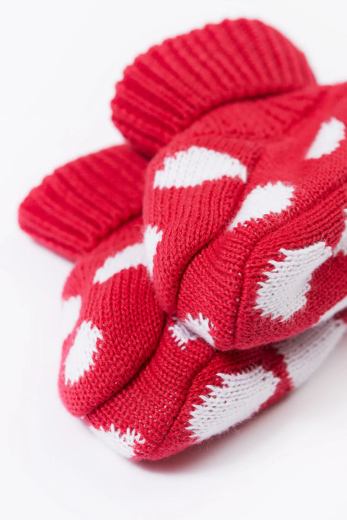 Frugi- Noa Knitted Booties Red/Mushroom One Size- baby at the  bank