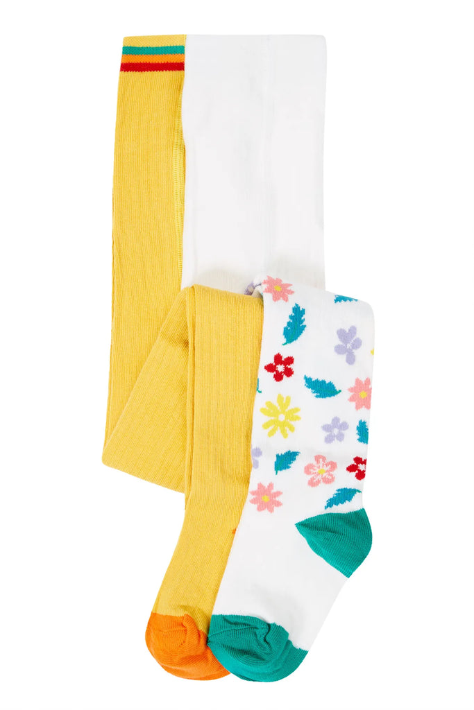 Frugi- Norah 2 PK Tights Bumblebee Flowers- Baby at the bank