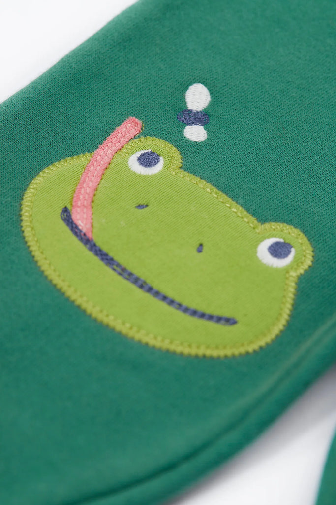 Frugi- Character Crawlers Holly Green/Beaver Frog- Baby at the bank