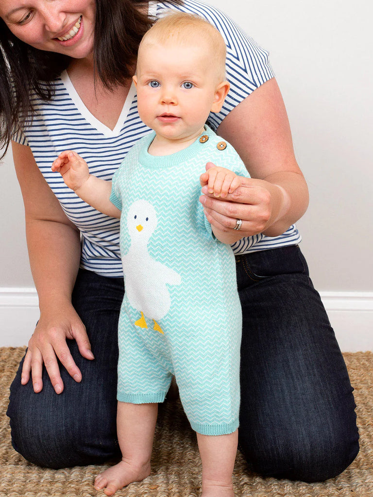 Kite- Sunny Duck Knit Romper- Baby at the bank