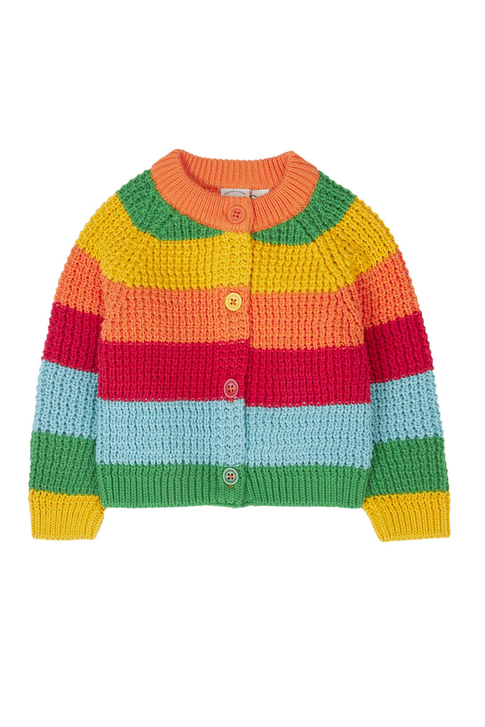 Frugi- Cuddly Cardigan Bright Rainbow Stripe- Baby at the bank