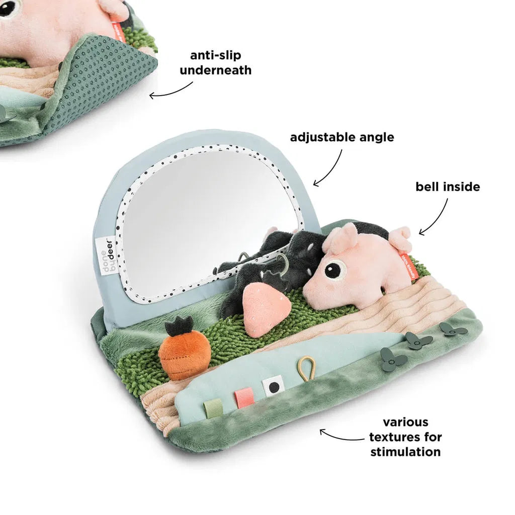 Done By Deer- Tummy Time Sensory Mirror Tiny Farm- Baby at the bank