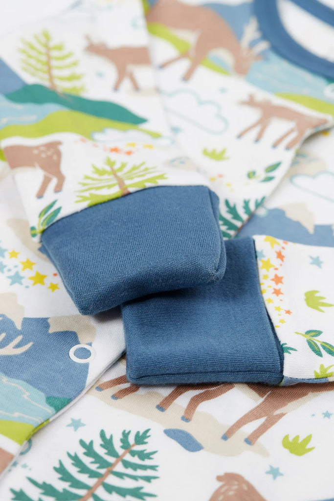 Frugi- Lovely Babygrow Caribou Fields- baby at the bank