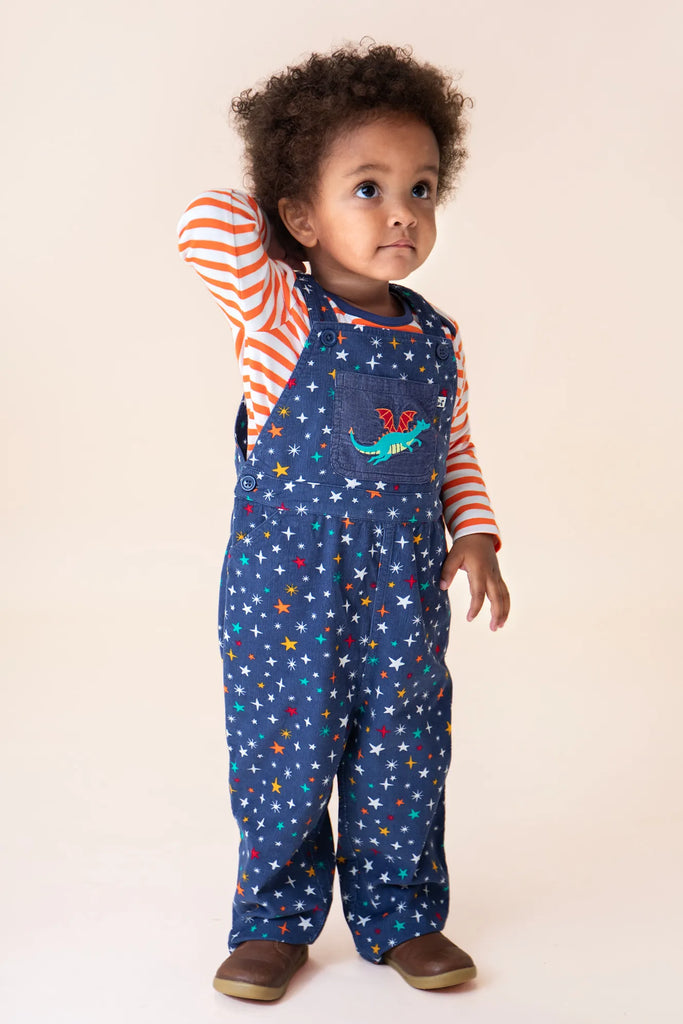 FRugi- Durgan Printed Dungaree Rainbow Galaxy- baby at the bank