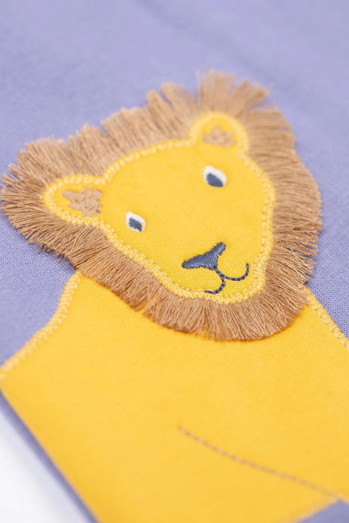 Frugi- Pippa Pinafore Outfit Navy Stripe/Lion- Baby at the bank