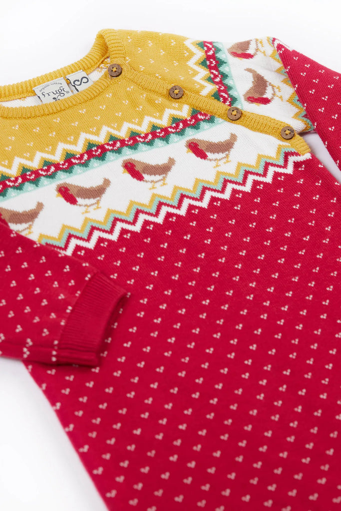 Frugi- Lumi Knitted Romper Festive Fair Isle- Baby at the bank
