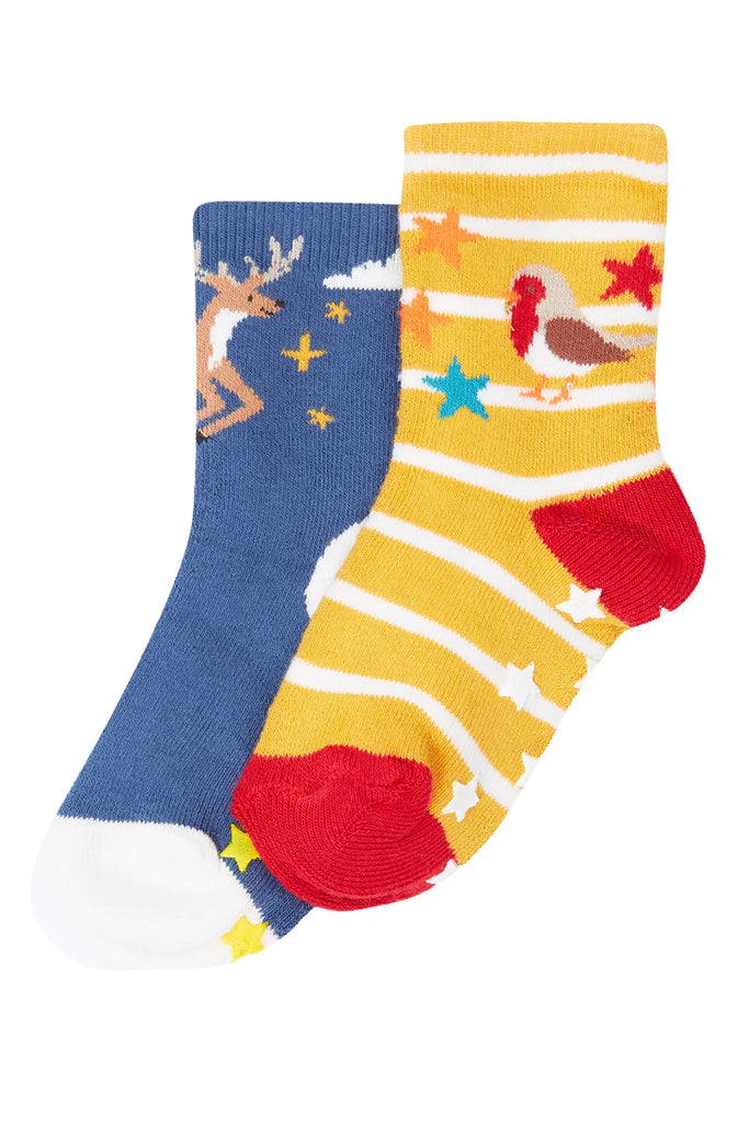 Frugi- Grippy Socks 2Pk Festive Pals Multipack- Baby at the bank