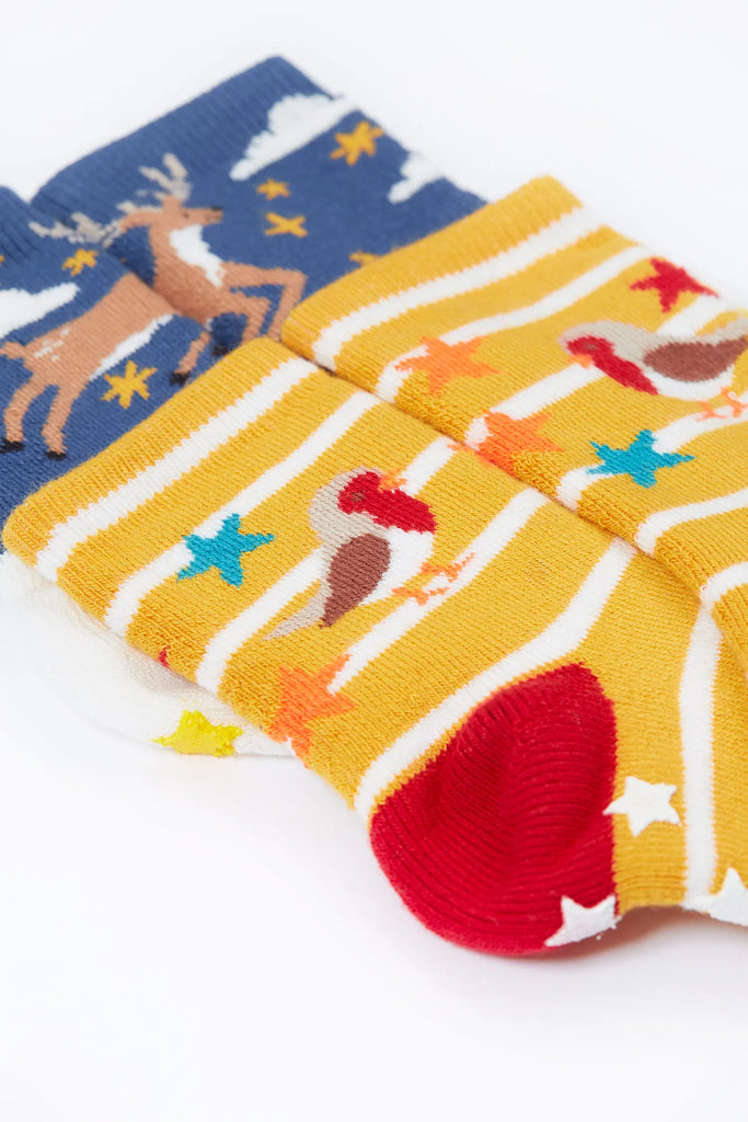 Frugi- Grippy Socks 2Pk Festive Pals Multipack- Baby at the bank