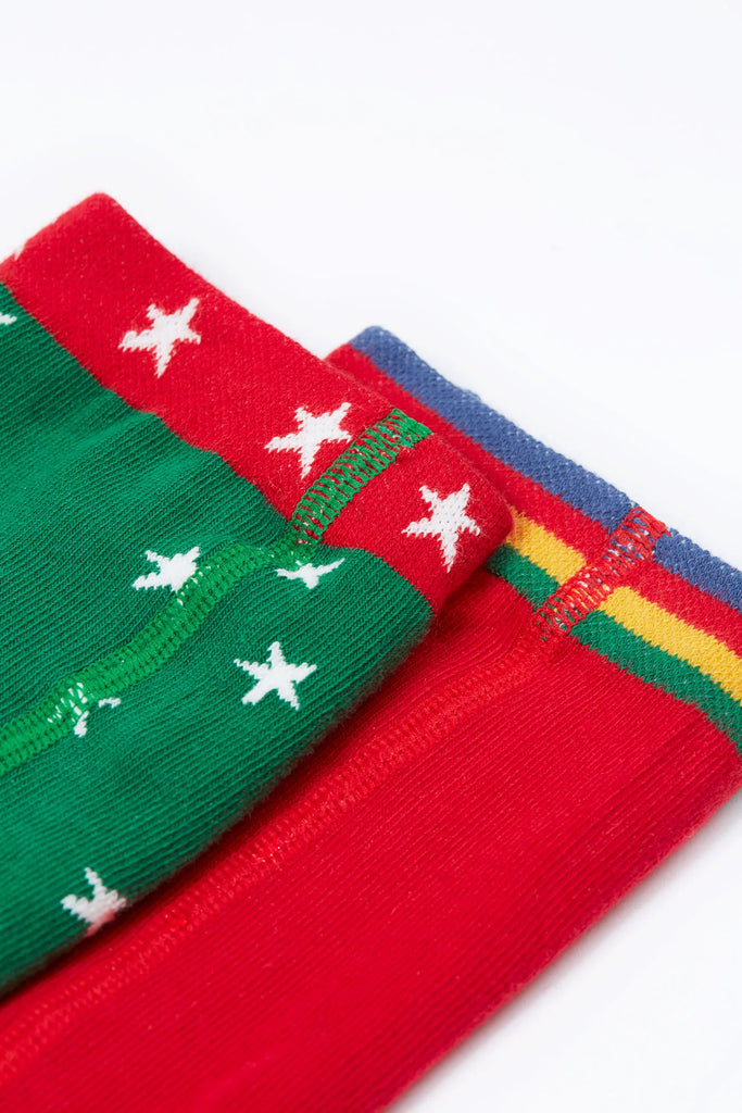 Frugi- Norah Tights 2PK Green Robin/Berry Red- Baby at the bank
