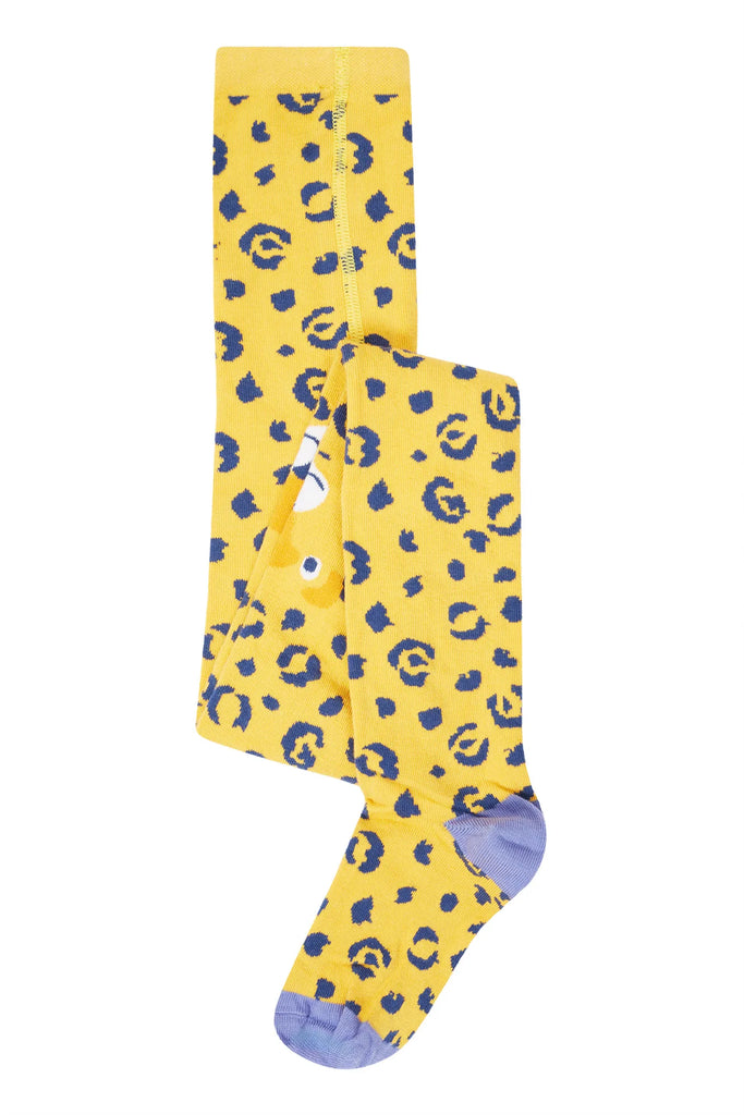Frugi- Norah Tights Primrose/Leopard- Baby at the bank