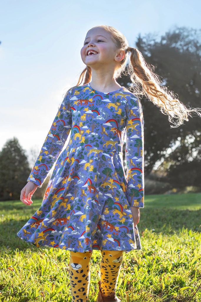 Frugi- Norah Tights Primrose/Leopard- Baby at the bank