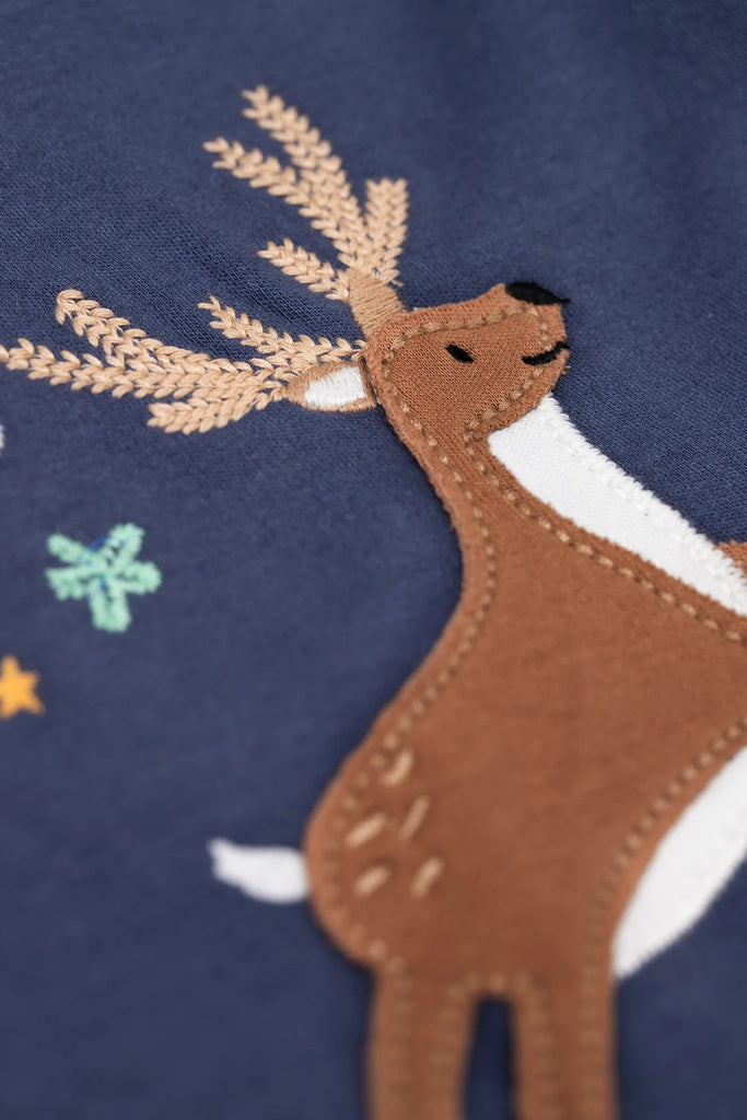 Frugi- Caris Applique Top Navy Blue/Caribou- Baby at the bank
