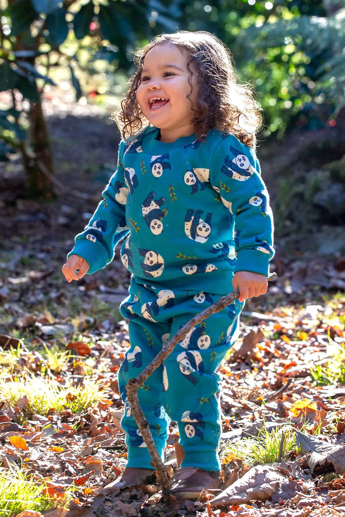 Frugi- Snuggle Crawlers Panda Pals- baby at the bank