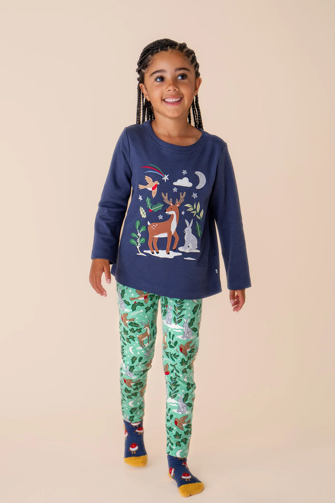 Frugi- Libby Leggings Festive Forest- baby at the bank