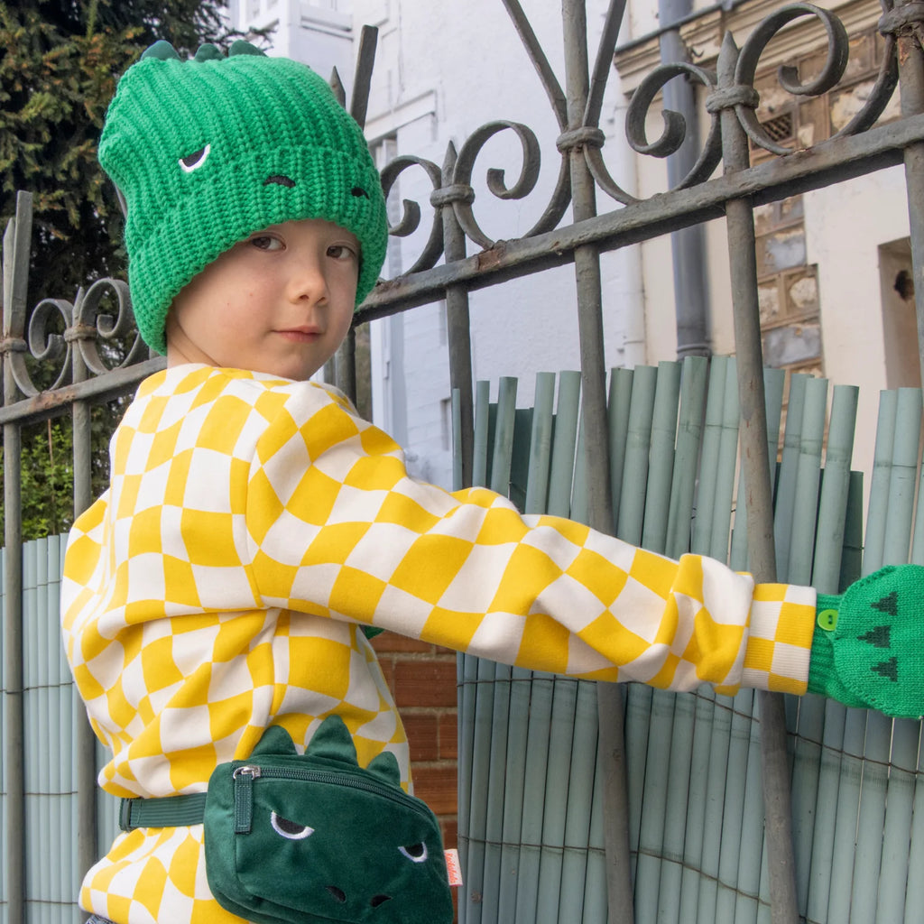 Rockahula- T Rex Knitted Hat- Baby at the bank