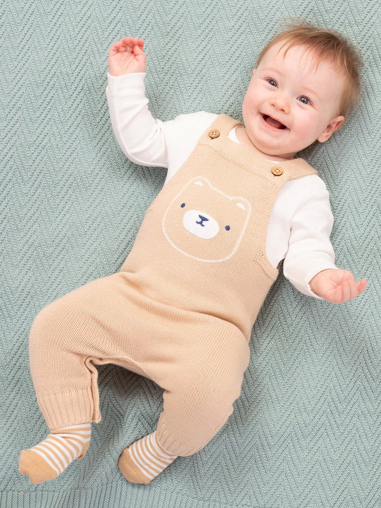Kite- Baby Bear Knit Dungarees- Baby at the bank