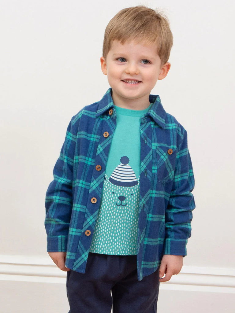 Kite- Check Shirt Navy- Baby at the bank