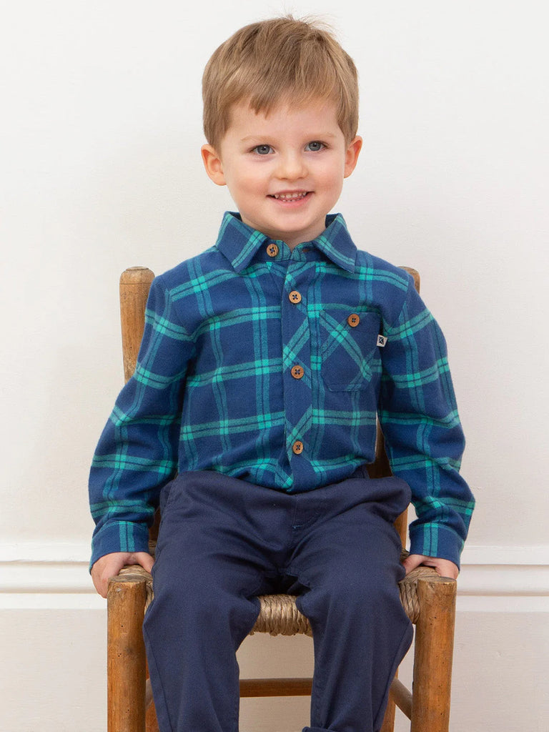 Kite- Check Shirt Navy- Baby at the bank
