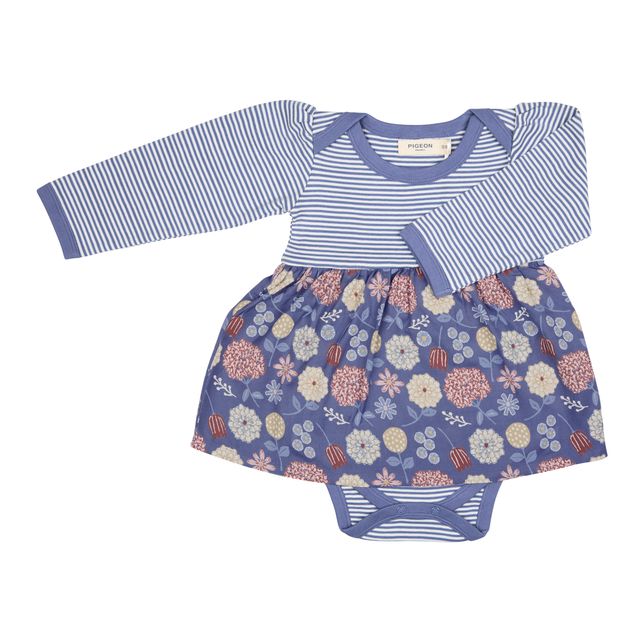 Pigeon Organics- Baby Dress Winter Bloom- Baby at the bank