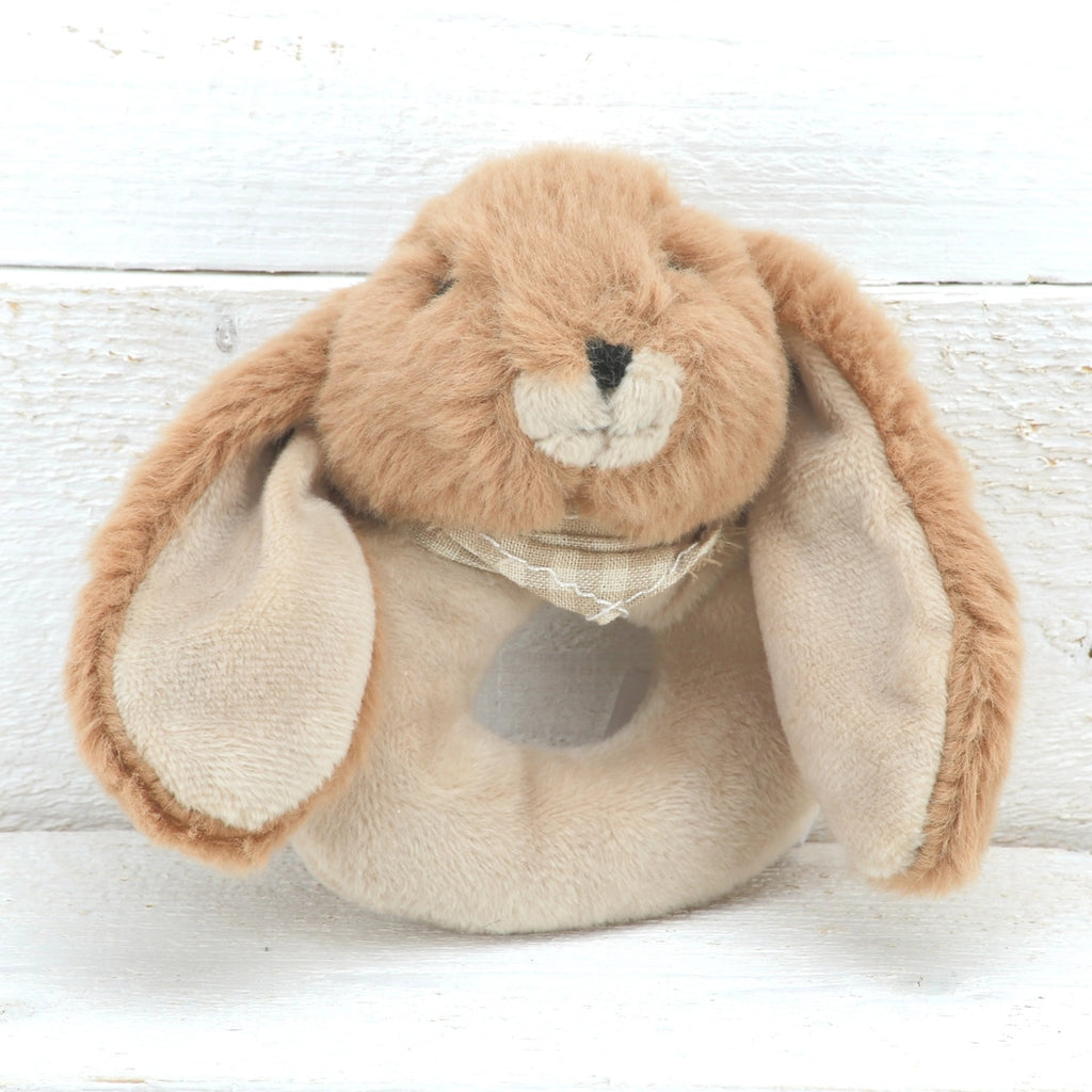 Jomanda - Bunny Baby Rattle Soft Toy Brown- Baby at the bank