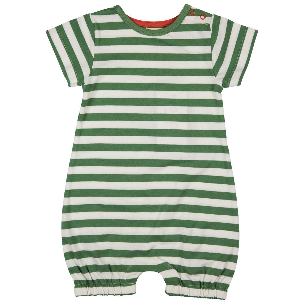 Pigeon Organics- Breton Playsuit Green/White- Baby at the bank