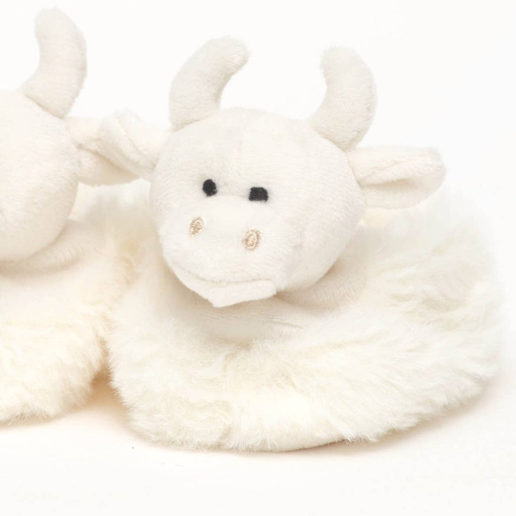 Jomanda- Highland Cow Plush Baby Slippers Cream - 0-6 months