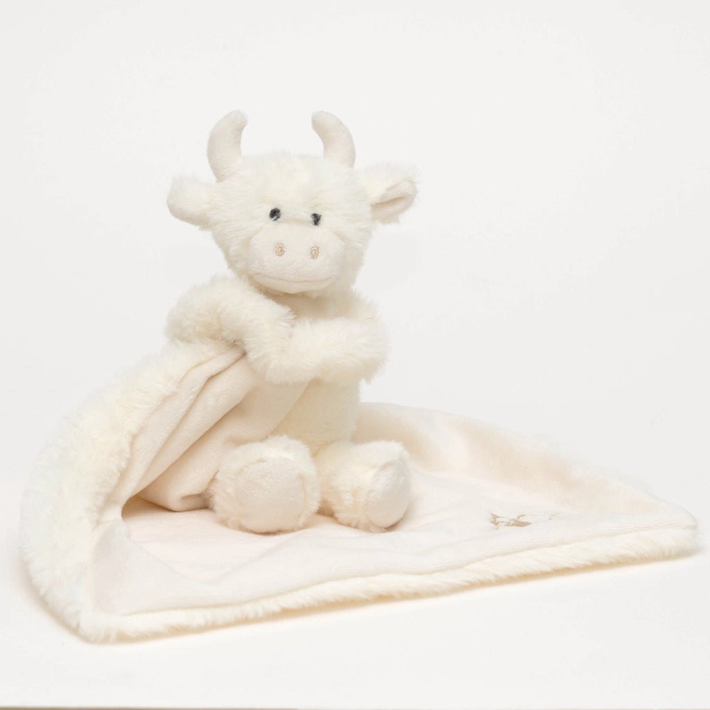 Jomanda- Highland Cow Cream Soft Toy Soother Comforter 29cm- Baby at the bank