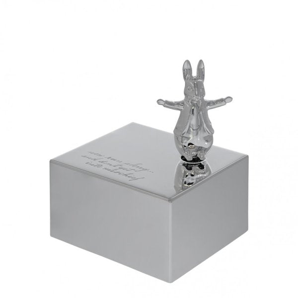 Peter Rabbit- Silver Plated Music Box- baby at the bank