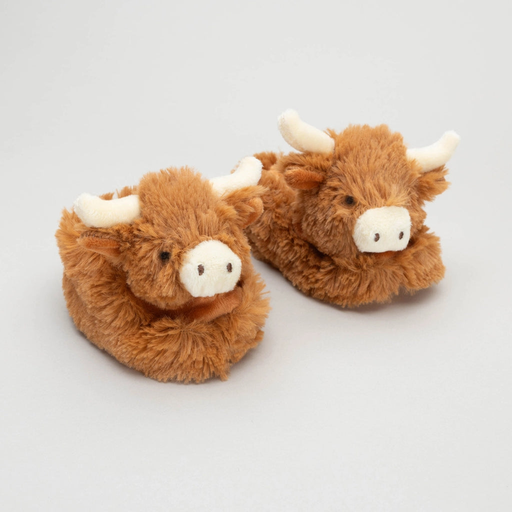 Jomanda - Horny Highland Cow Plush Baby Soft Slippers House Shoes- Baby at the bank