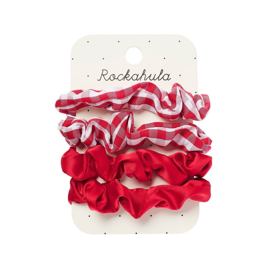 Rockahula- School Check and Satin Scrunchie Set Red- Baby at the bank