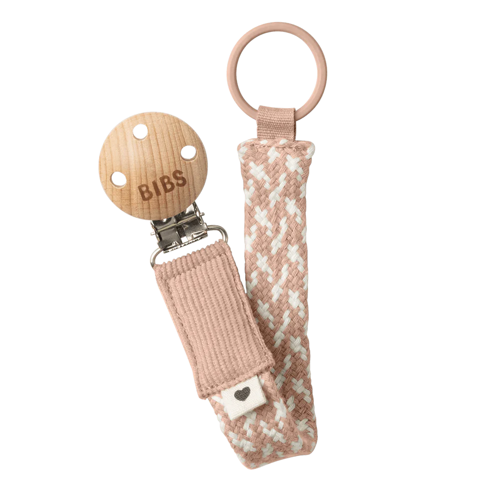 Bibs- Pacifier Clip - Blush/Ivory- Baby at the bank